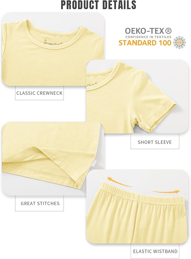 Jimonda Toddler Kids Girls Boys Pajamas Sets Soft Comfy Jammies Tencel Solid Raglan Sleepwear Pajamas Pjs 2pcs Set 18M-8Y