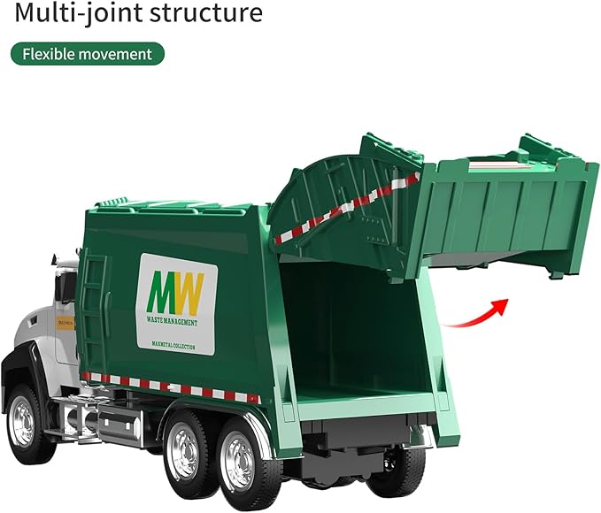 TEMI 3 Pack of Diecast City Transport Vehicles, Garbage, Tanker, Express Delivery, 1/50 Scale Metal Collectible Models With Opening Doors for Boys and Girls