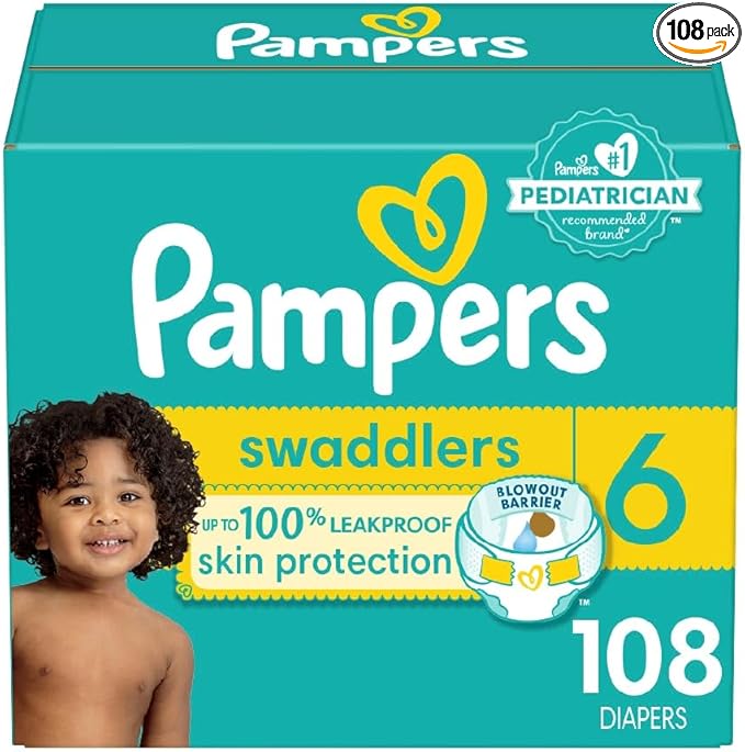 Pampers Baby Diapers - Swaddlers - Size 6, 108 Count, Ultra Absorbent Disposable Infant Diaper