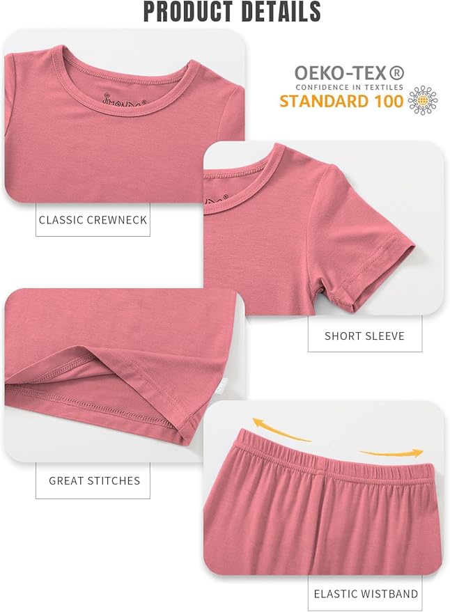 Jimonda Toddler Kids Girls Boys Pajamas Sets Soft Comfy Jammies Tencel Solid Raglan Sleepwear Pajamas Pjs 2pcs Set 18M-8Y