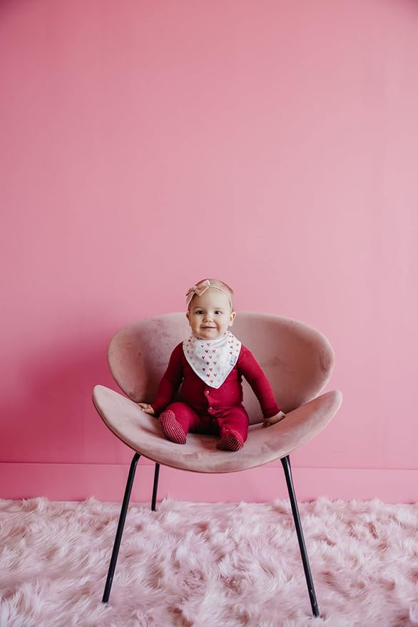 Copper Pearl 4 Pack Soft Cotton Baby Bibs for Drooling and Teething, Absorbent Drool Bibs for Baby Girl and Boy, Adjustable to Fit Newborns to Toddlers, Tons of Styles (Crush)