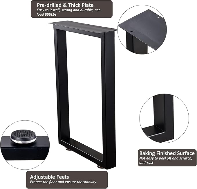 24 Inch Metal Coffee Table Legs Desk Legs for Furniture, Nightstand, End Table, Side Table, Desk, Black, Set of 2