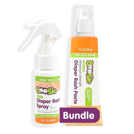 Boogie Maximum Strength Diaper Rash Bundle, Extra Strength Paste in Applicator Tube, 4 oz. + Diaper Rash Cream Spray, 1.7 oz.