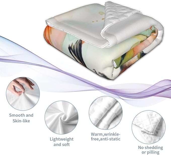 Baby Blanket Hummingbird Flower Watercolor for Boy Girl Newborn 30x40 Inch Toddler Infant Nursery Throw Blankets Double Layer Comfy Soft Plush Stroller Crib Quilt