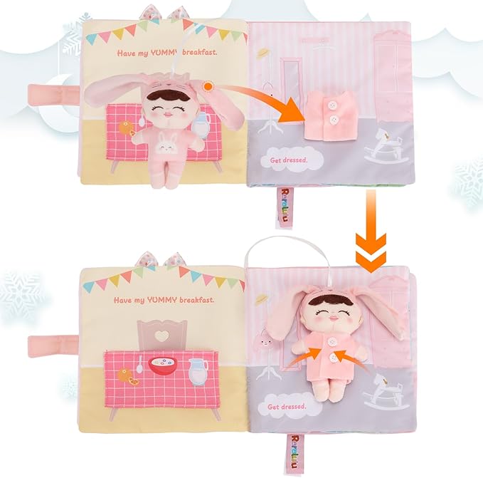 Soft Cloth Books for Baby Gift, Activity Quiet Cloth Books Developmental Toys,Interactive Baby Books for Toddlers Infants Kids Toys Gift for 0-2 Year Old Doll