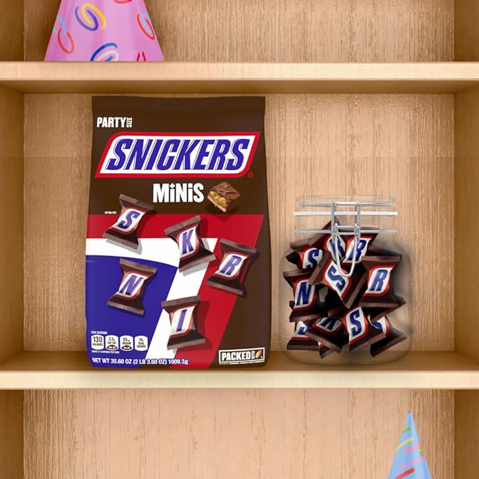 SNICKERS Minis Size Milk Chocolate Candy Bar Bulk Assortment, 35.6 oz Bag