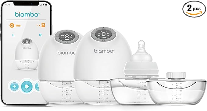 Pump Pro Portable Breast Pump Hands Free - 180mL Capacity Wearable Breastfeeding Pumps with App Control, Electric Hands Free Breast Pumps with 3 Modes, 9 Suction Levels, Slim Design, Double