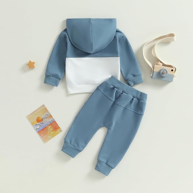 2Pcs Baby Boys Hoodie Tops Pants Set Dinosaur Deer Print Sweatsuit Fall Winter Outfits