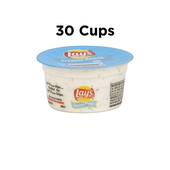 Lay's Dip Cups, Creamy Ranch, 3.7 Ounce (Pack of 30)