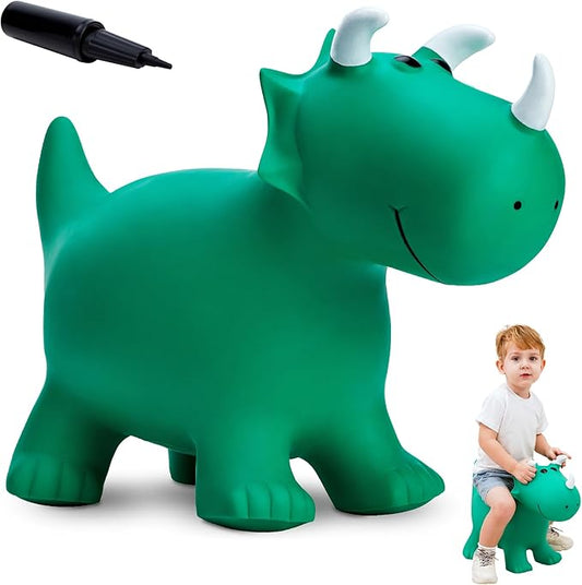 EVERICH TOY Kids Dinosaur Bouncy Animal Toys, Inflatable Triceratops Bouncer, Ride on Bounce Hopper, Indoor Outdoor Activity Birthday Gift for 18 Months 2 3 4 Years Old Boys
