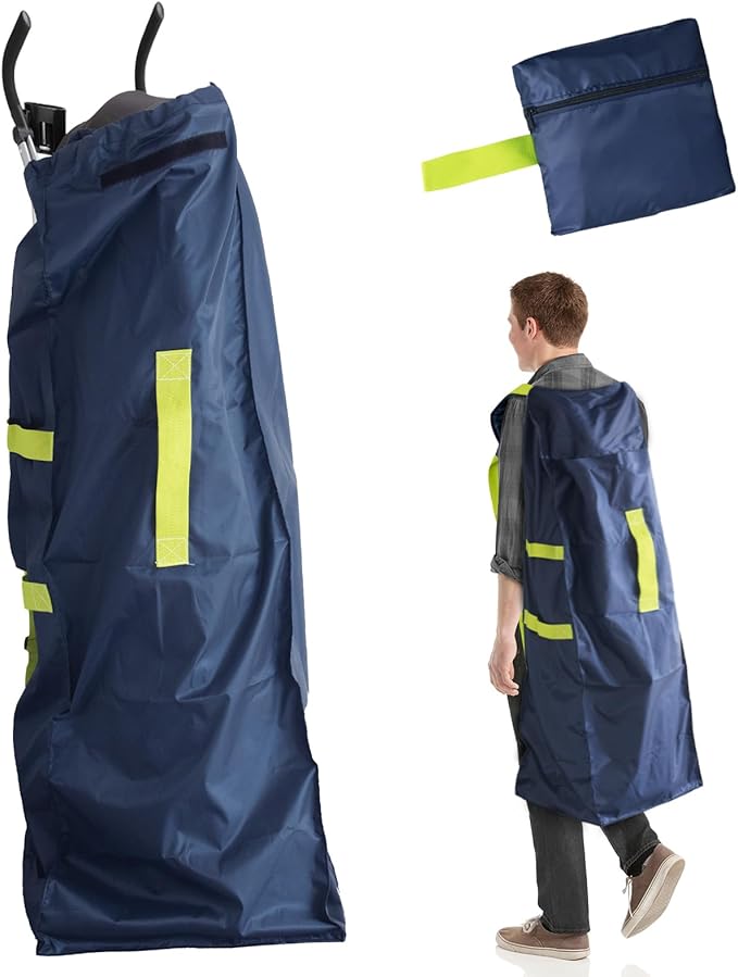 Umbrella Stroller Bag for Airplane, Gate Check Bag for Single Umbrella Strollers with Adjustable Carry Straps, Large Stroller Bag for Airplane Travel, Navy