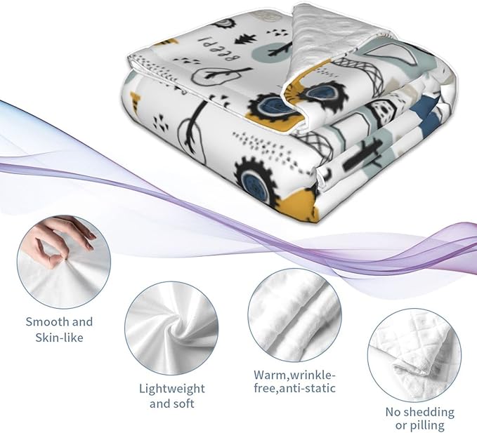 Baby Blanket Truck for Boy Girl Childish Excavator Newborn 30x40 Inch Toddler Infant Nursery Throw Blankets Double Layer Comfy Soft Plush Stroller Crib Quilt