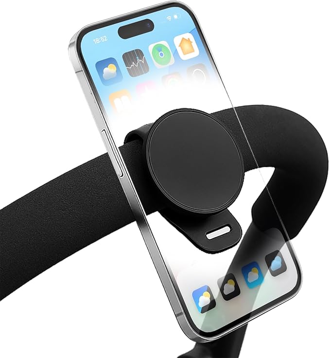 Stroller Phone Holder Universal Phone Holder for Stroller Strong magnetic phone holder with adjustable strap, stable and safe, compatible with fitness equipment, strollers, shopping carts, Black