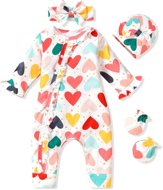 Aalizzwell Baby Girls Romper Outfit Fall Winter Clothes with Accessories