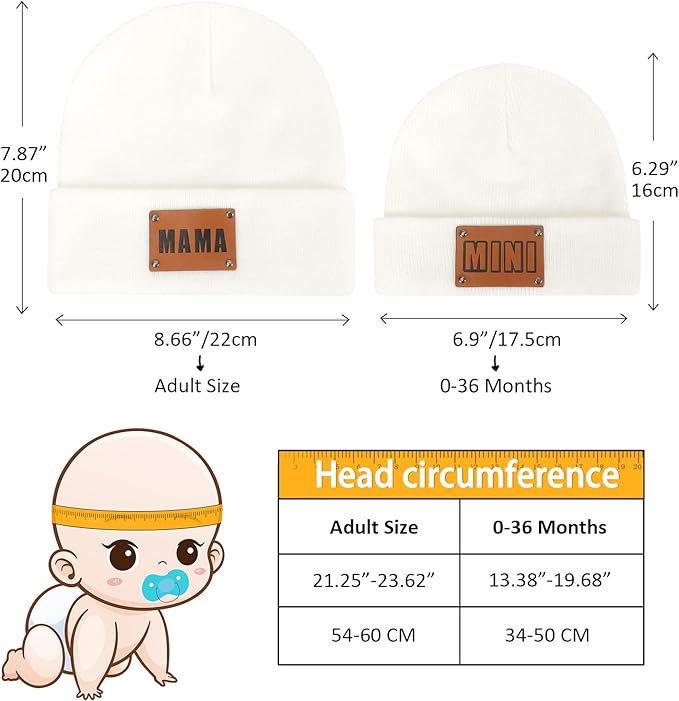 Parent-Child Beanie Hat,Mother & Baby Daughter/Son Winter Warm Knit Hat,Kids Soft Beanie Cap