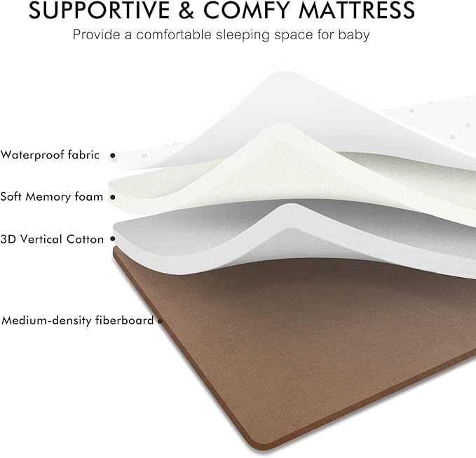 ANGELBLISS 3 in 1 Baby Bassinet, Rocking Bassinets Bedside Sleeper with Comfy Mattress and Wheels, 6 Height Adjustable Easy Folding Portable Bedside Crib for Newborn Infant (Dark Grey)