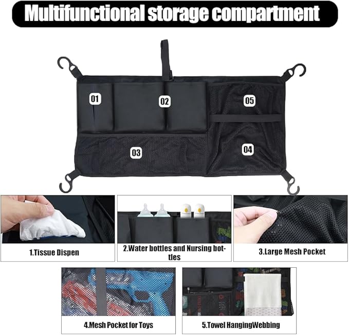 Stroller Wagon Cargo Net, Abnaok Wagon Accessories Organizer Compatible with WONDERFOLD W-Series Models, Large Capacity Mesh Cargo Storage Bag with Sorting Pockets Compatible with Keenz Wagon