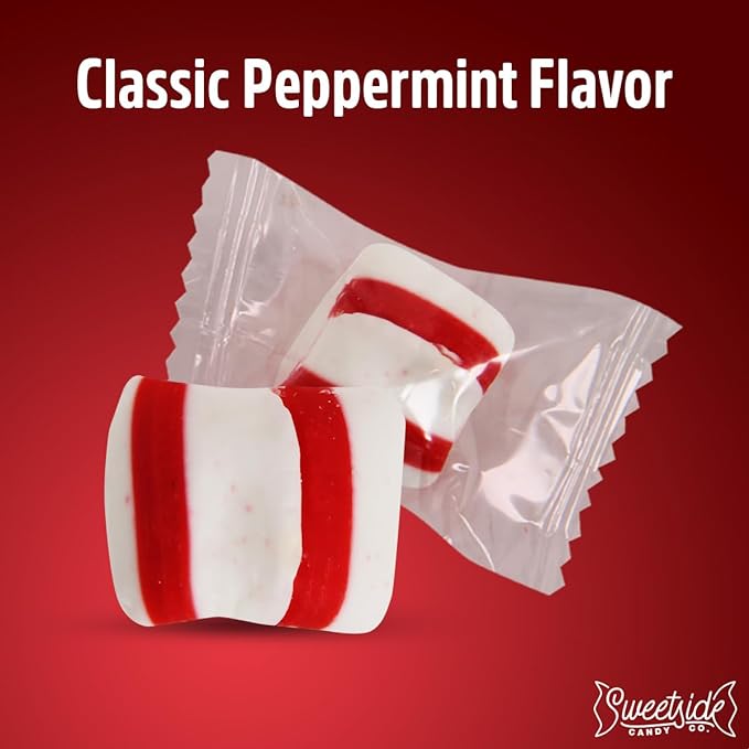 Soft Peppermint Candy Mints, 2lb mints bulk individually wrapped, Refreshing peppermint puffs for Fresh Breath, Perfect soft mints peppermint puffs for Offices, Parties, and Everyday Enjoyment