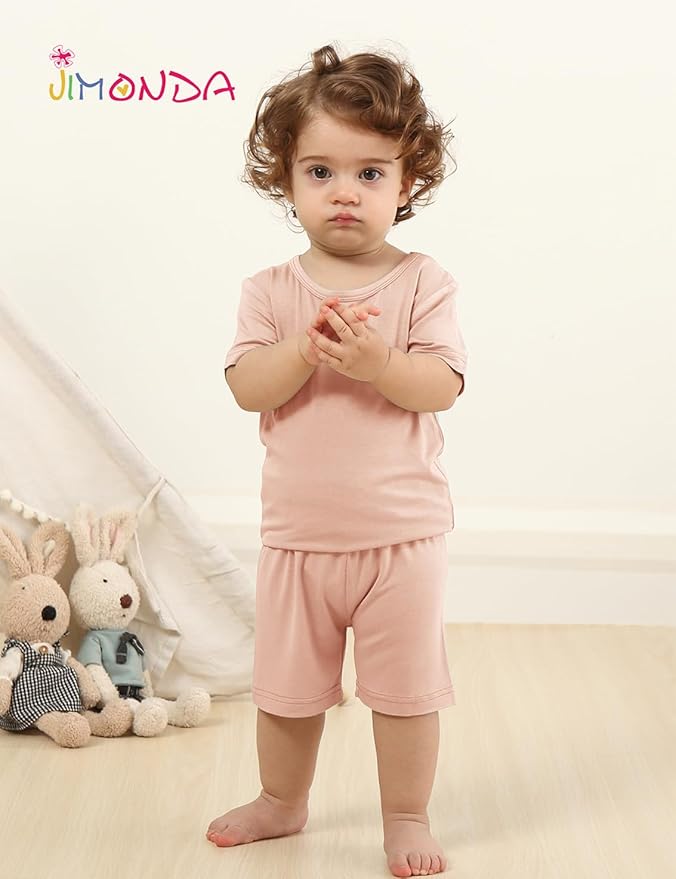 Jimonda Toddler Kids Girls Boys Pajamas Sets Soft Comfy Jammies Tencel Solid Raglan Sleepwear Pajamas Pjs 2pcs Set 18M-8Y