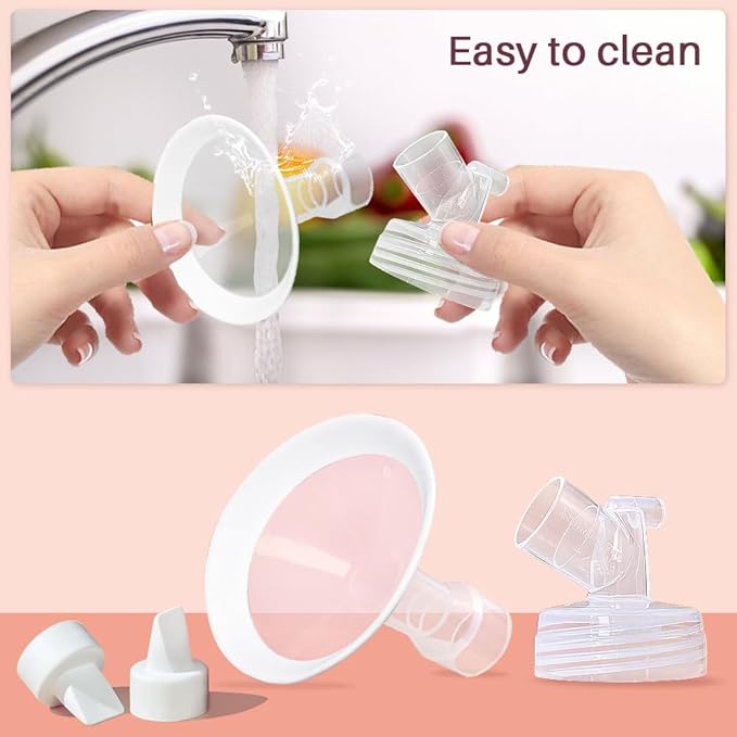 PumpMom-us 21mm and 24mm Oval Flanges Compatible with Spectra S2 S1 9 Plus Pump Parts, Replacement Breast Shield and Duckbill Valves for Spectra Pump Accessories (21mm + 24mm)