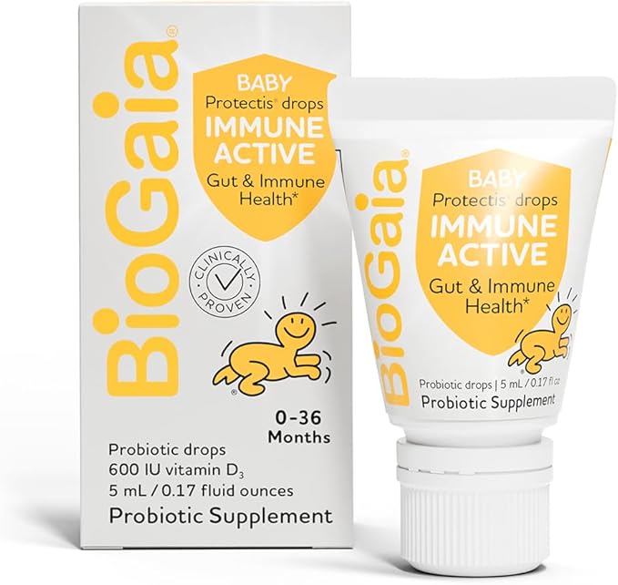 BioGaia Immune Active Baby Probiotic Drops + Vitamin D | for Babies & Toddlers 0-36 Months | Supports Digestive & Immune Health | Allergen, Dairy, Soy & Gluten Free | Backed by 30 Years of Research