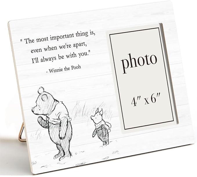 Pooh Bear Quote Picture Frame, Encouragement Gifts for Kids, Positive Going Away Gifts, I'll Always Be With You Photo Frame for 4 x 6 Inch Photo