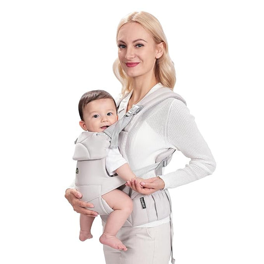 Baby Carrier for Newborns to Toddlers, Adjustable, Ultra-Soft and Weightless, Ergonomic Baby Carrier with Head Support, Baby Travel Gear, Baby Essentials (Grey)