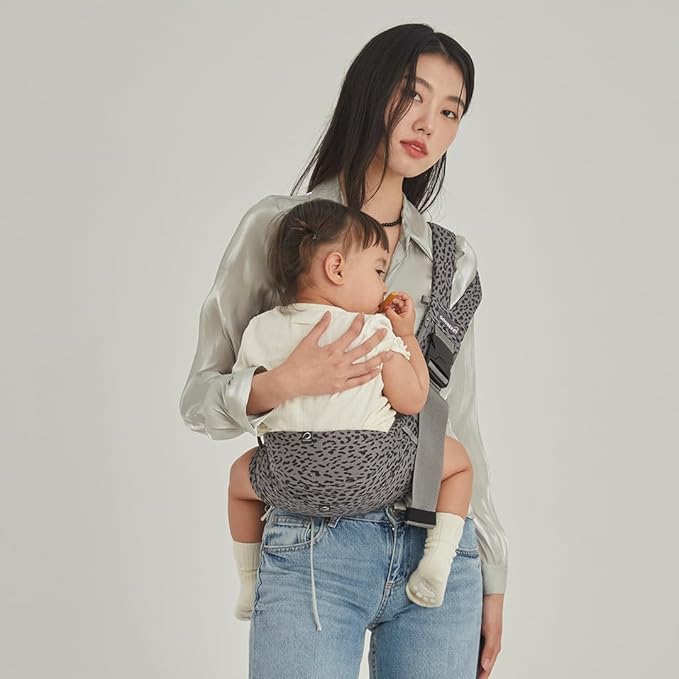 GOOSEKET 365 Toddler Carrier, 100% Cotton, Lightweight, Easy-to-USE, Portable, Suitable from 6-48 Months, Supports UP to 44LBS (Gray Leopard)