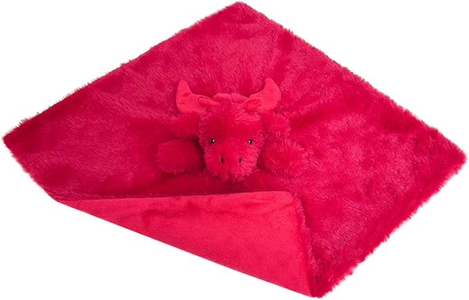 Baby Red Dragon Soft Stuffed Animal Security Blanket, Plush Dinosaur Character Lovey Blanket, Baby Shower/Nursery Gift, Newborn Infant Toddler Snuggle Blankie for Girls Boys, 14 Inches