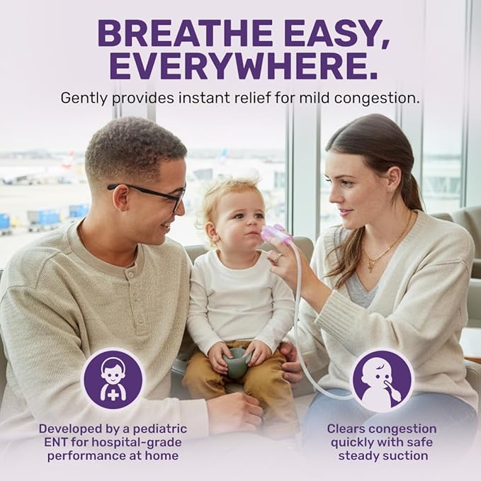 Dr. Noze Best NozeBot On The Go Nasal Aspirator - Pediatric ENT Designed Electric Nose Sucker for Babies and Toddlers, Portable and Easy to Clean, Battery Powered Relief for Mild Congestion