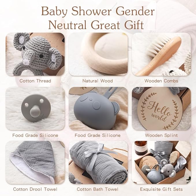 Baby Gift Set for Newborn New Baby Gift Set - Newborn Baby Essentials Baby Bath Set with Baby Blanket Baby Rattle - New Born Baby Girls Gift & Baby Boy Gifts for Baby Shower