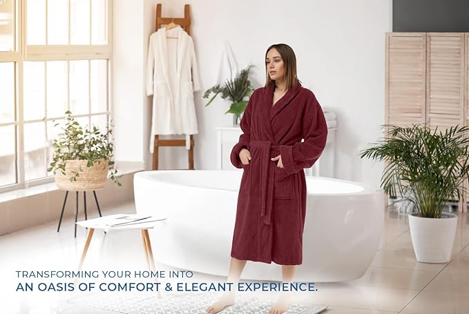 DAN RIVER Premium Cotton Terry Robes for Women and Men, Ultra Soft bathrobe with Adjustable Waist Belt and Pockets Pack of 1
