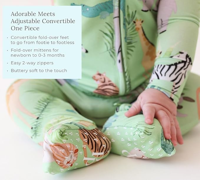 Posh Peanut Convertible Baby Sleepers - Girls Footless Baby Pajamas with 2 Way Zipper for Easy Diaper Changes