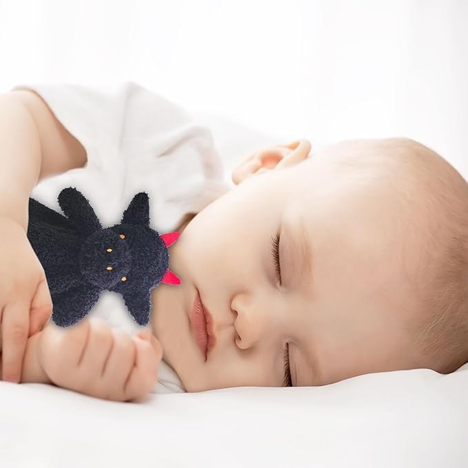 Baby Black Dragon Soft Stuffed Animal Security Blanket, Plush Dinosaur Character Lovey Blanket, Baby Shower/Nursery Gift, Newborn Infant Toddler Snuggle Blankie for Boys Girls, 14 Inches