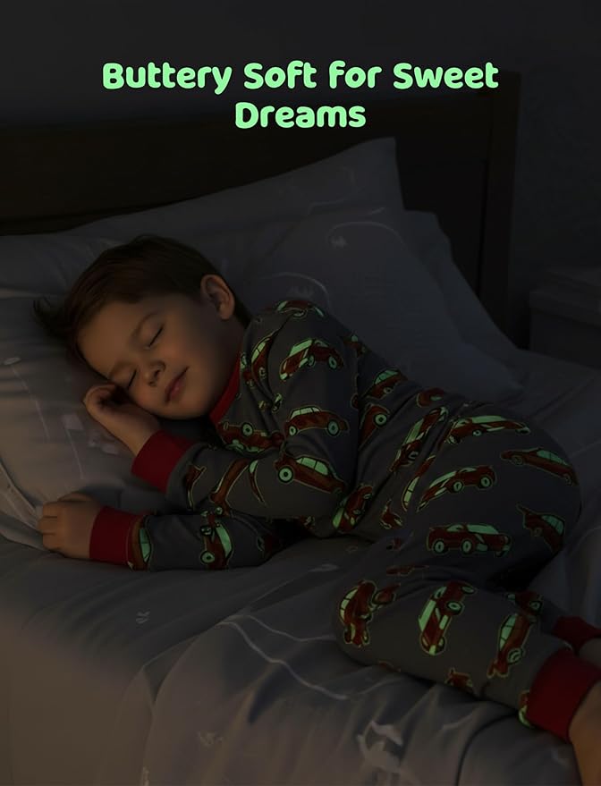 PATPAT Bamboo Viscose Pajama Sets for Toddler Boys & Girls Baby Kids, Ultra-soft Snug fit Pjs Sleepers for Birthday Holiday