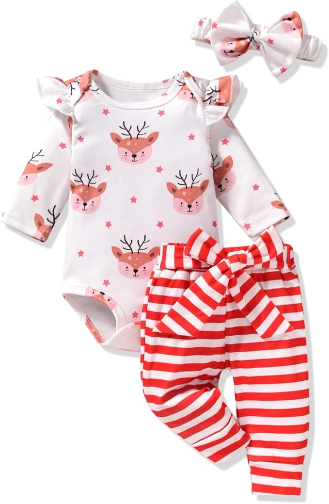 Aalizzwell Preemie Newborn Infant Baby Girls Clothes Ribbed Romper Bodysuit Pants Set Fall Winter Outfits