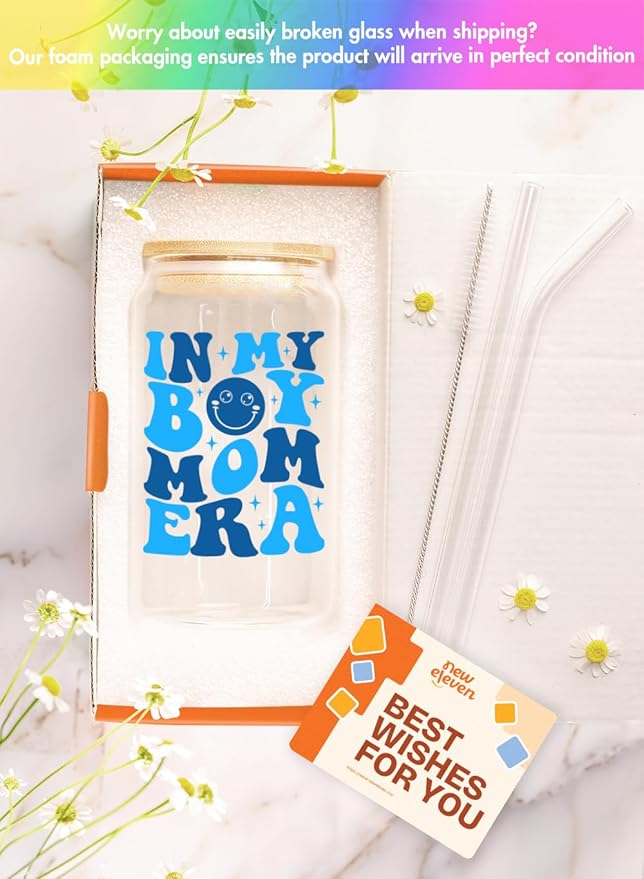 NewEleven Gifts For Mom, New Mother - Gifts For a Mom of Boys, Pregnant Mother, Expecting Momomy, Mama, Moms To Be, Mommy To Be - 16 Oz Coffee Glass