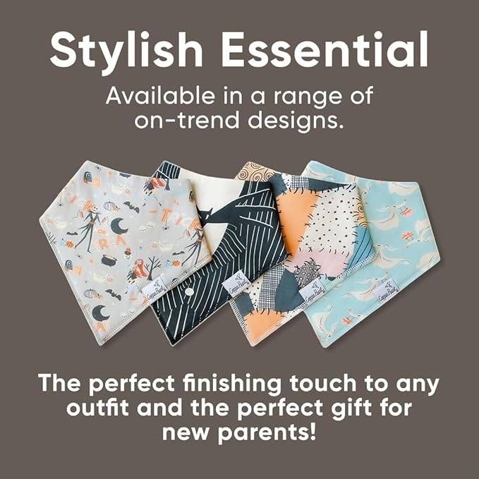 Copper Pearl Baby Bandana Drool Bibs for Drooling and Teething 4 Pack Gift Set Nightmare Before Christmas