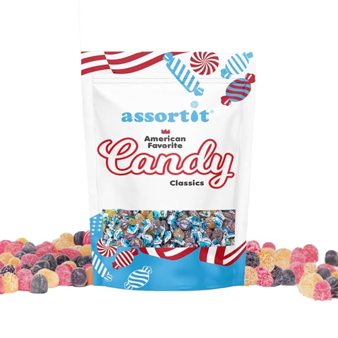 Premium Sugar Free Italian Fruit Jelly Candies - 2.25lb, 4 Flavor Assortment Vegan & Gluten Free Individually Wrapped Candy Diabetic & Keto Friendly Bulk (36 Oz) Made In Italy