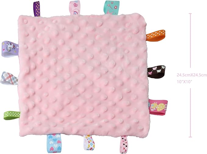 CREVENT Baby Welcome Gift Set Storage Basket with 2 Blankets+ 1 Security Blanket + 1 Taggie + 1 Gift Bag with Ribbon (Pink)