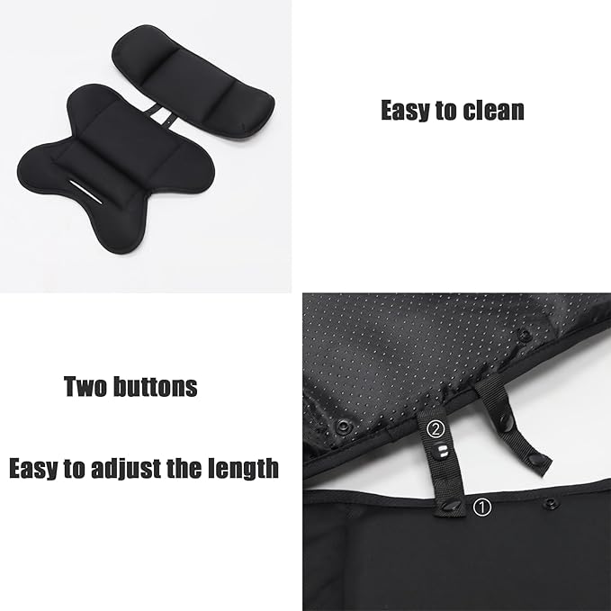 PandaEar Universal Stroller Pad, Breathable & Adjustable Car Seat Liner, Non-Slip Infant Pushchair Pad for Fits Strollers, Car Seat (Black)