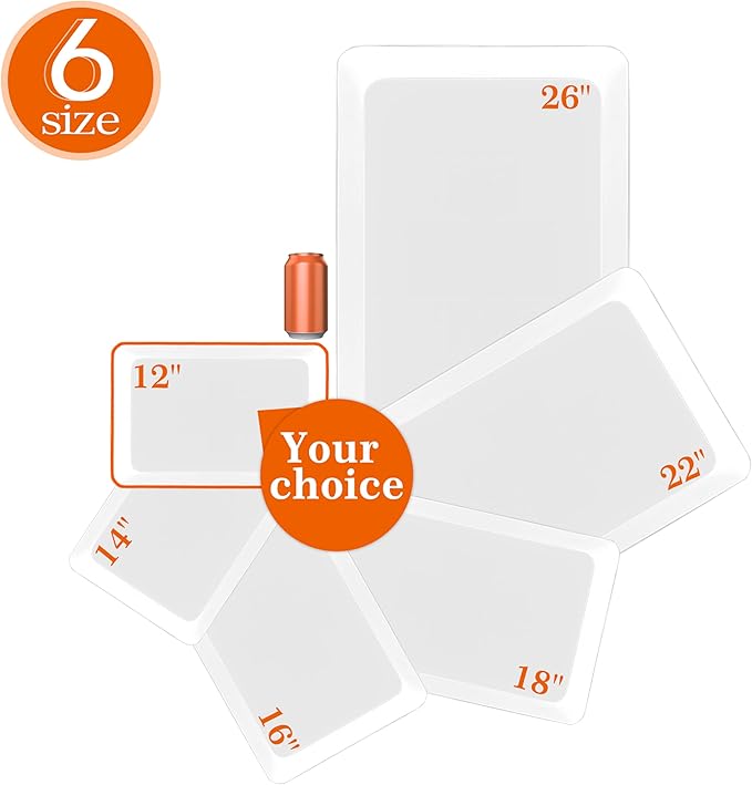 Serving Tray Platter, 6 Pcs Food Tray for Veggie Fruit Snack Dessert Cookie Cheese, Food Trays for Party Supplies Display, Plastic Platters for Serving Food, Large White Trays, BPA Free