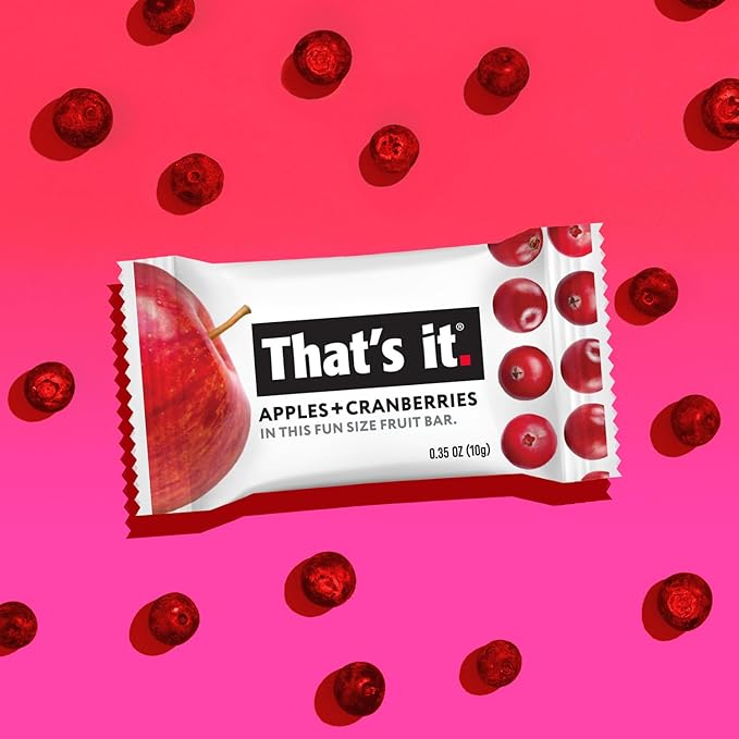 That’s It. Fun Size Fruit Bars Variety Pack(50 Pieces, 10g Each) With Apples + Bananas, Apples + Cranberries, Non-GMO, Paleo and Kosher Friendly, Gluten Free Breakfast Snacks