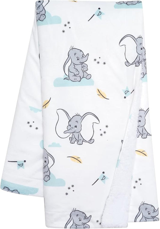 Lambs & Ivy Dumbo Baby Blanket - White, Animals, Disney, Elephant