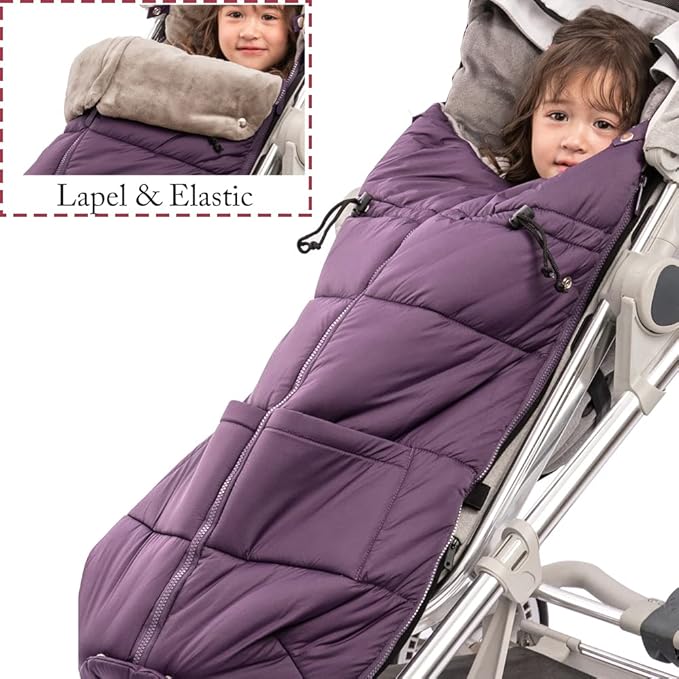 Stroller Footmuff - Universal Winter Thicken Bunting Sleeping Bag, Water Repellent Cover, Shearing Blanket, Fits All Pushchair/Pram/Car Seats with Warm Hand Gloves/Warmmuffs