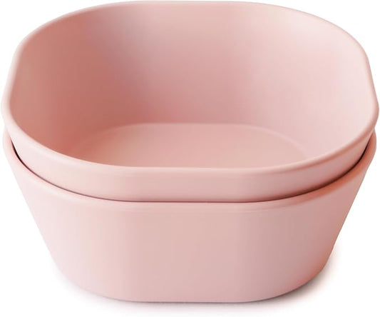 mushie Square Dinnerware Bowls for Kids | Made in Denmark, Set of 2 (Blush)