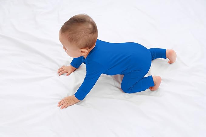 GUISBY Baby Pajamas with Mitten Cuffs - 3Pcs Girls Boys 2 Way Zipper Long Sleeve Rayon Sleepers