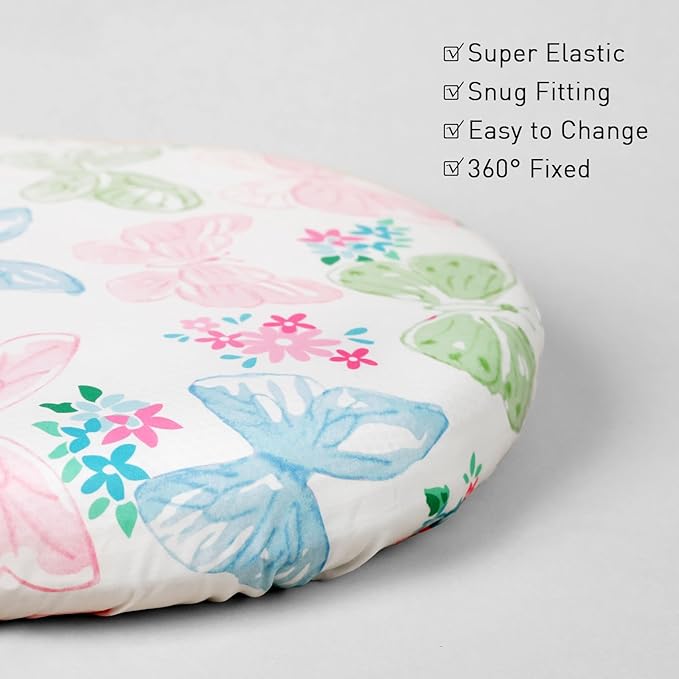 Gllquen Baby Bassinet Sheets 4 Pack, Breathable Cozy Fitted Mattress Sheet, Elastic Travel Crib Fashionable Floral Pattern, Standard Cradle Safe Sheets for Baby Boys Girls 32"x16" (Butterfly)