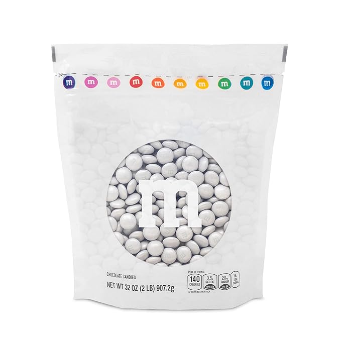 M&M’S WORLD Platinum Milk Chocolate Candy - 2lbs of Bulk Chocolate Candy in a Resealable Pack For Party Favors, Weddings, Graduations, Halloween, Birthday Party Favors and More