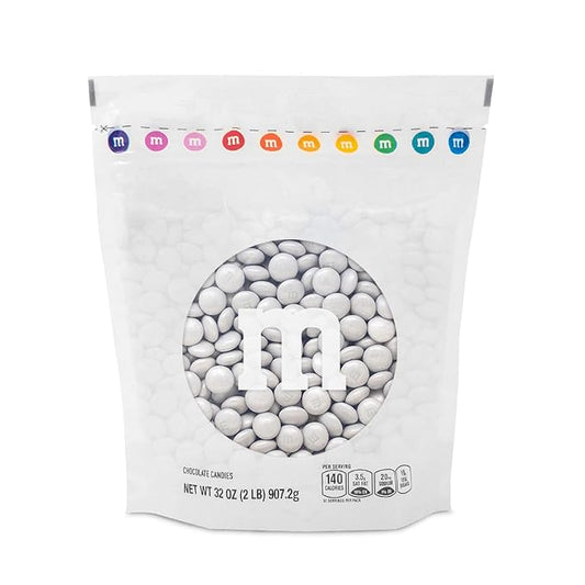 M&M’S WORLD Platinum Milk Chocolate Candy - 2lbs of Bulk Chocolate Candy in a Resealable Pack For Party Favors, Weddings, Graduations, Halloween, Birthday Party Favors and More